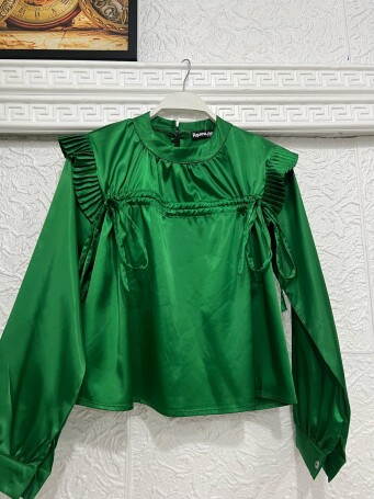 5002 SATEN İPLİ GÖMLEK BENETTON YEŞİLİ 