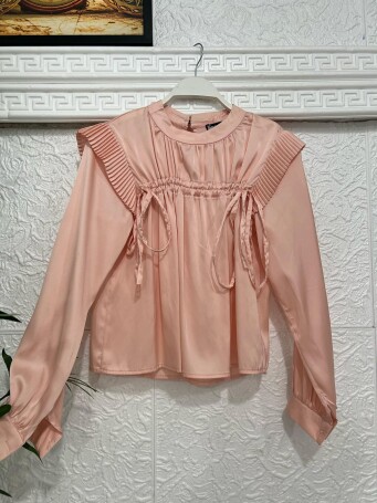 5002 SATEN İPLİ GÖMLEK TOZ PEMBE 