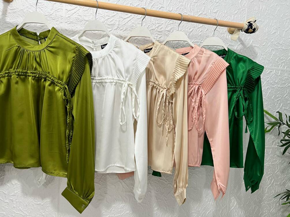5002 SATEN İPLİ GÖMLEK BENETTON YEŞİLİ - 2