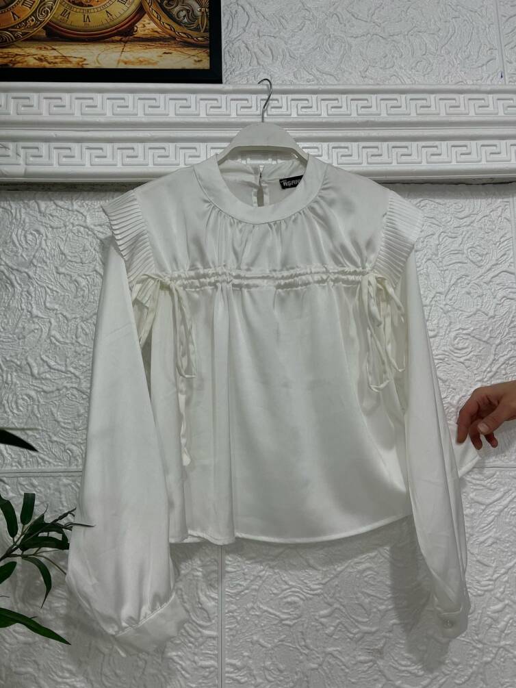 5002 SATEN İPLİ GÖMLEK BEYAZ - 1