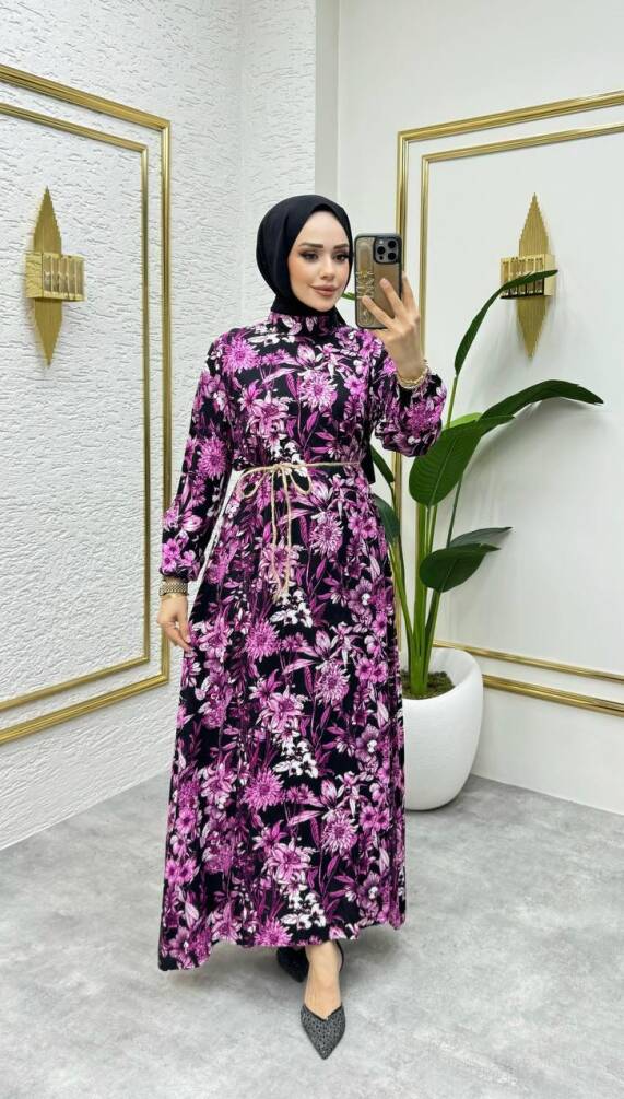 KATYA VİSKON ELBİSE PEMBE - 1
