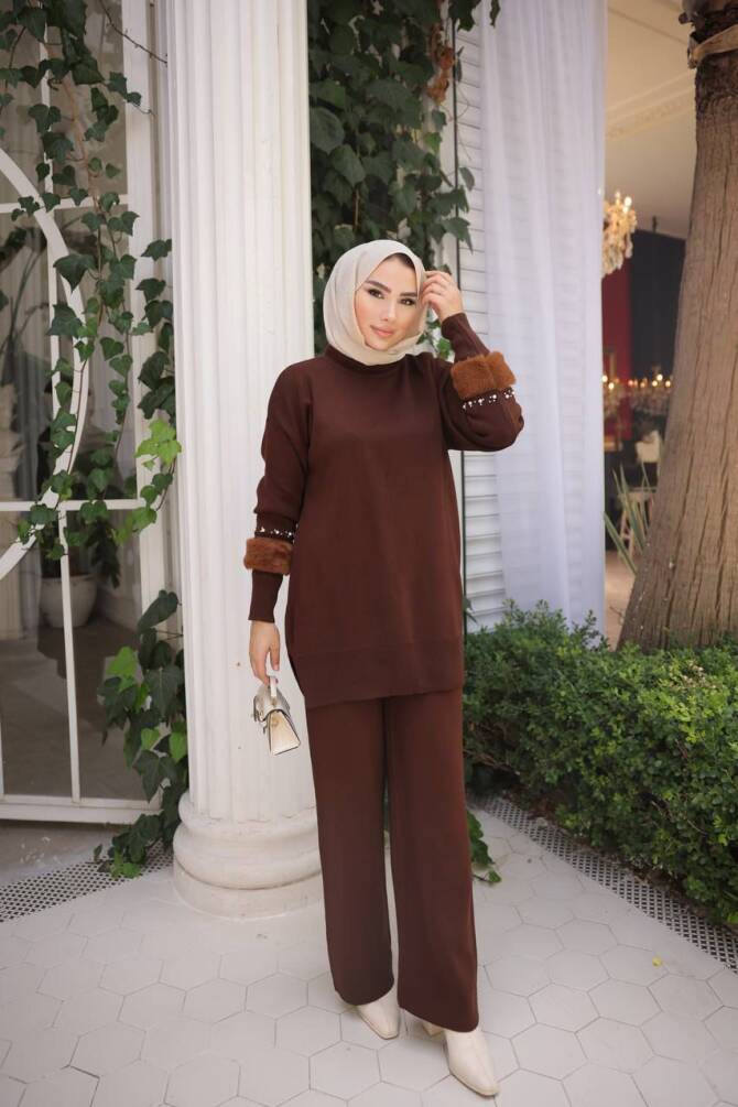 TP1045 TRİKO TAKIM KAHVERENGİ - 1