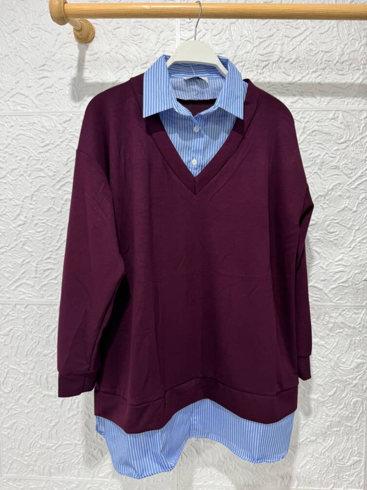 810 OYSHO KUMAŞ TUNİK BORDO - 1
