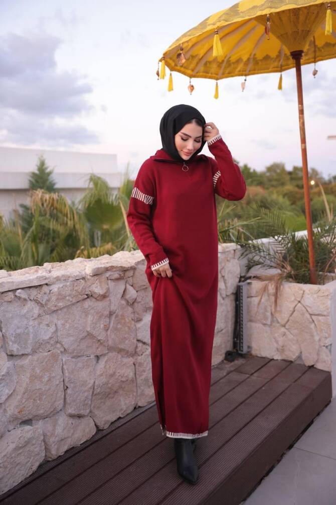 508 TRİKO ELBİSE KIRMIZI - 2