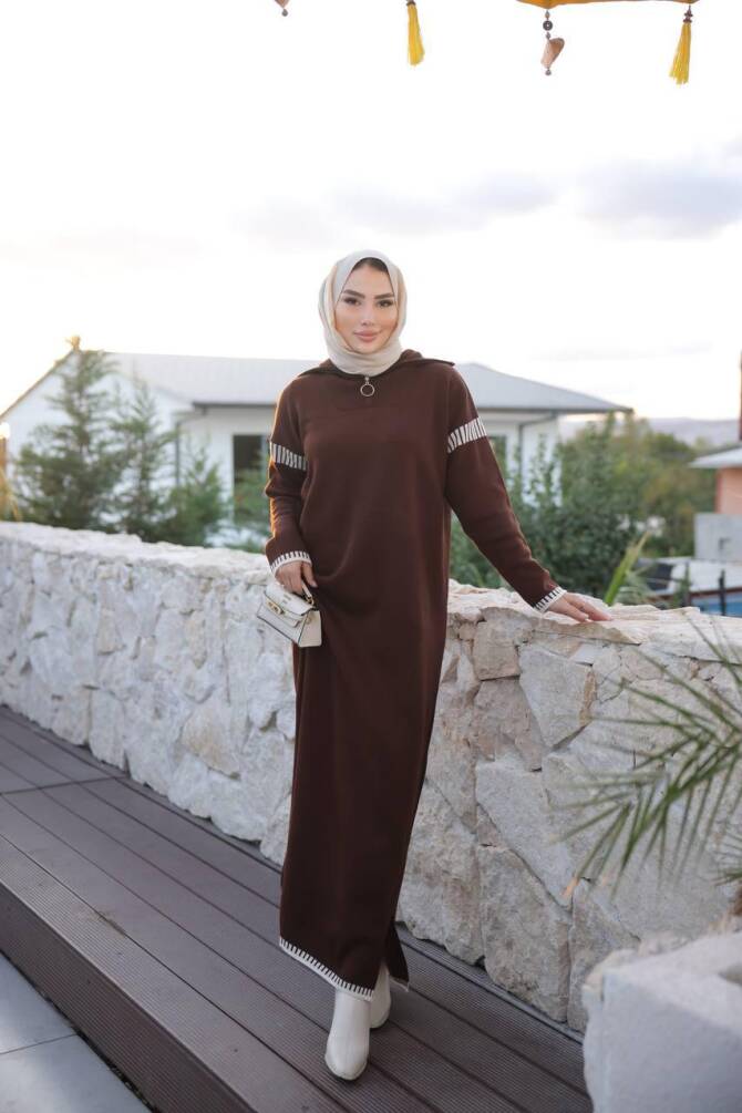  508 TRİKO ELBİSE KAHVERENGİ - 2