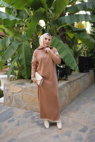  508 TRİKO ELBİSE CAMEL - 2