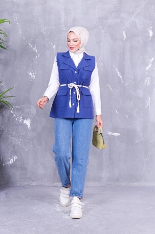 001 GABARDİN KOT YELEK MAVİ - 1