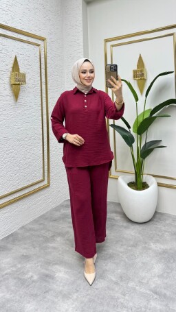 1004 MÜSLİN KUMAŞ TAKIM KIRMIZI - 1