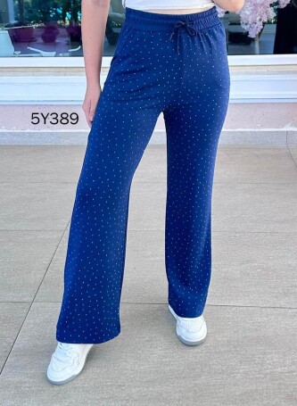  389 OYSHO KUMAŞ TAŞLI PANTOLON LACİVERT - 1