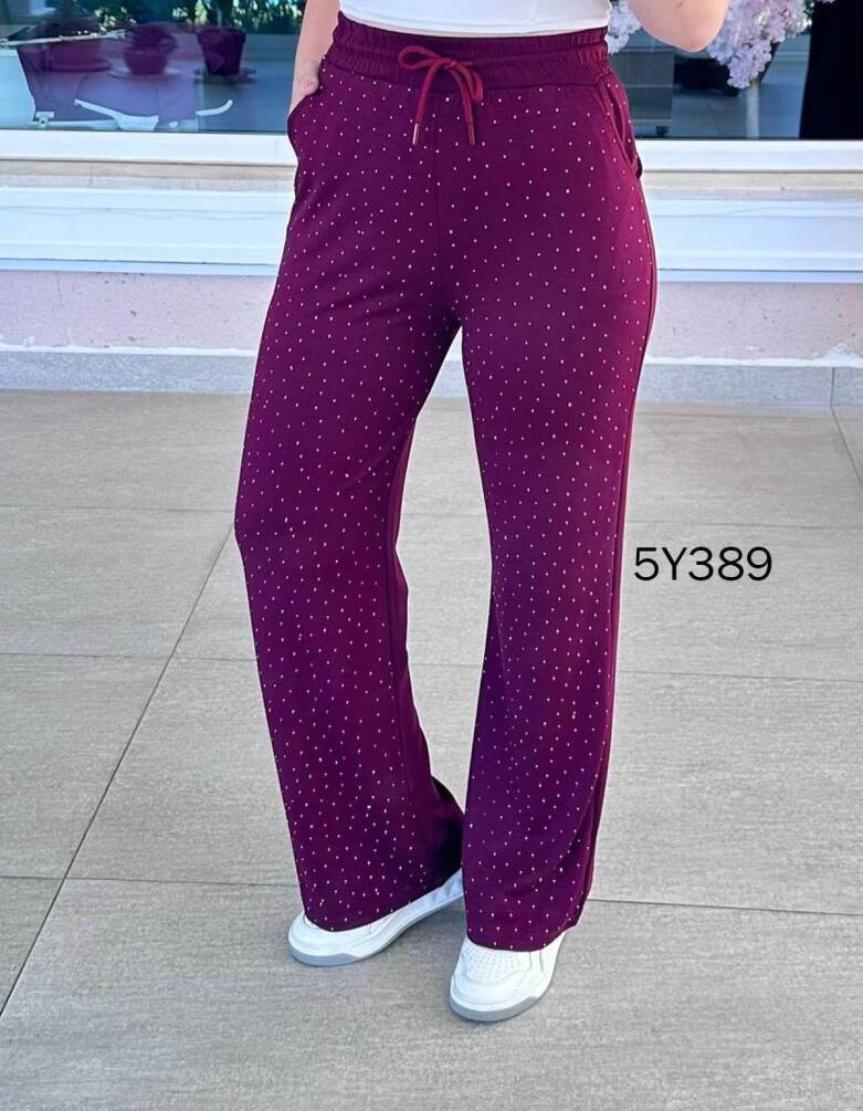  389 OYSHO KUMAŞ TAŞLI PANTOLON FUŞYA - 1