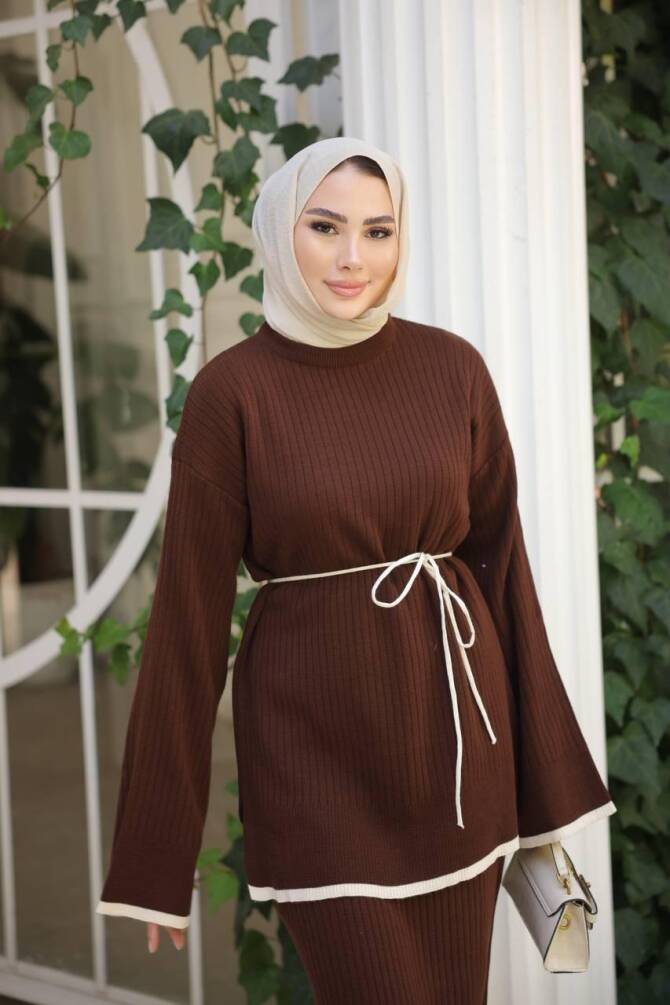 TÜRELİ002 TRİKO TAKIM KAHVERENGİ - 1