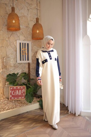 507 TRİKO ELBİSE KREM - 3