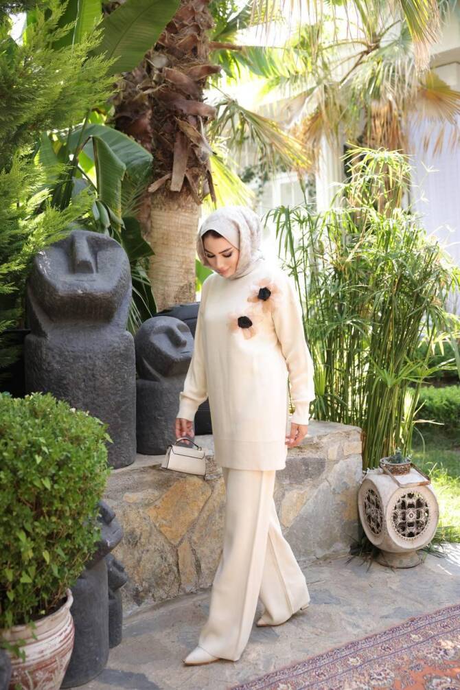 1036 TRİKO TAKIM KREM - 2