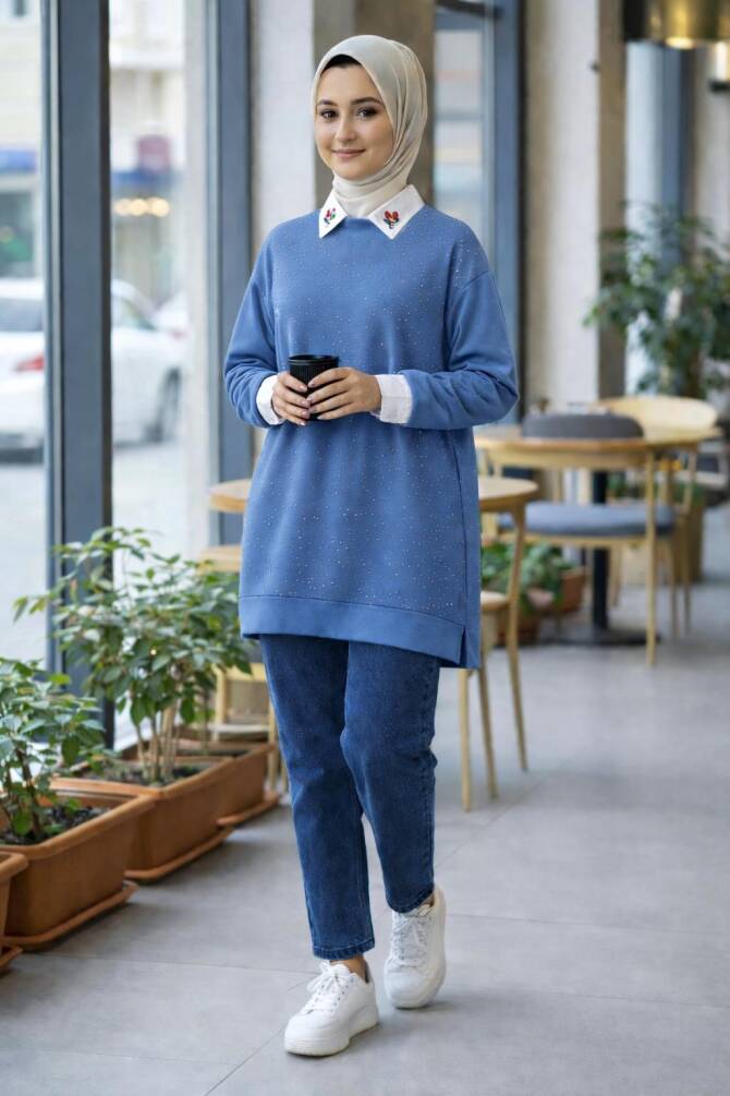 102 TAŞLI TUNİK MAVİ - 1