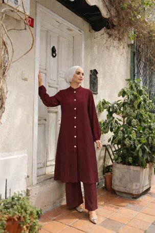 103 SAÇ ÖRGÜ TAKIM BORDO - MODA SZN