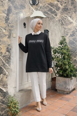 108 TAŞLI TUNİK SİYAH - MODA SZN