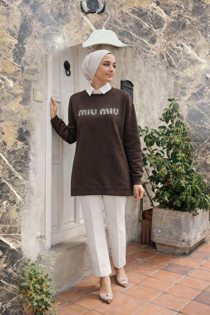 108 TAŞLI TUNİK KAHVERENGİ - 1