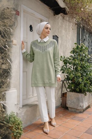 109 TAŞLI TUNİK YEŞİL - MODA SZN