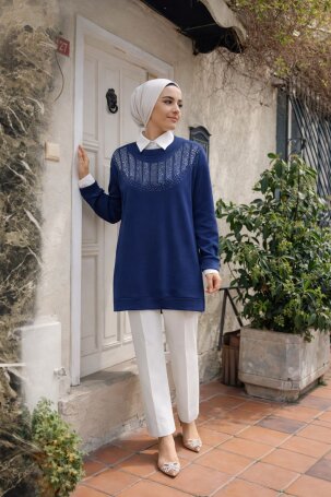 109 TAŞLI TUNİK MAVİ - MODA SZN