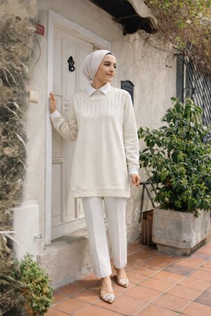 109 TAŞLI TUNİK BEYAZ - MODA SZN