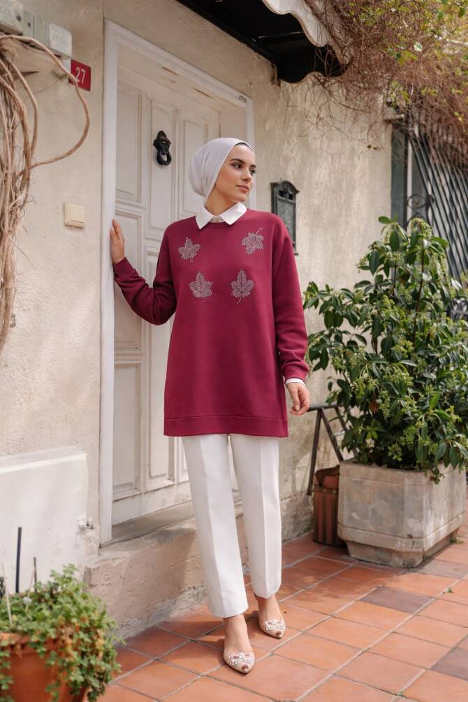 110 TAŞLI TUNİK BORDO - 1