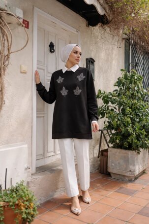 110 TAŞLI TUNİK SİYAH - MODA SZN