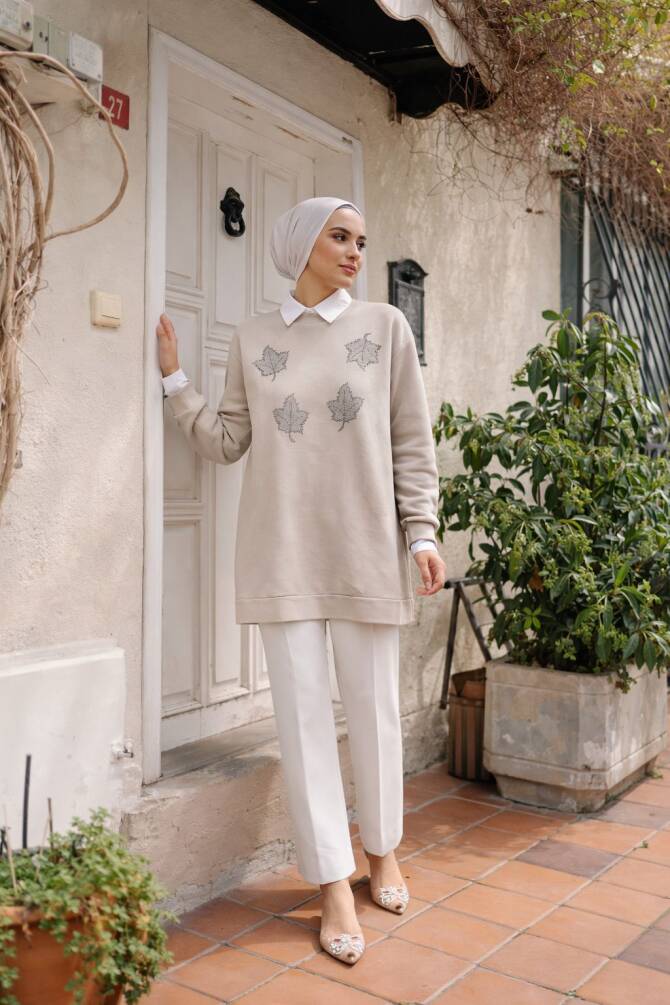 110 TAŞLI TUNİK BEYAZ - 1