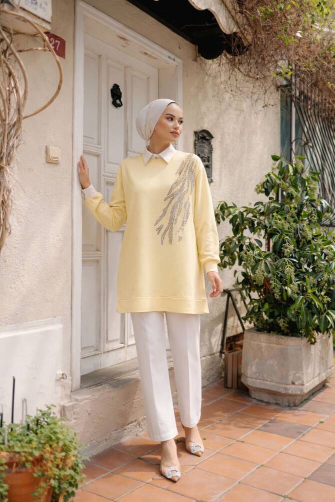 111 TAŞLI TUNİK SARI - 1