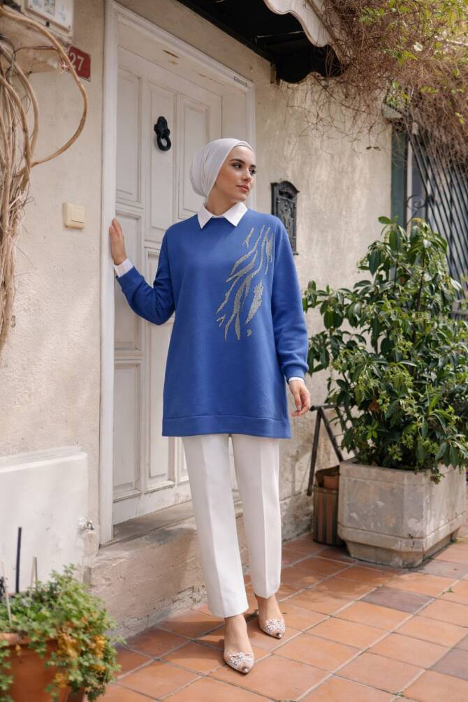 111 TAŞLI TUNİK MAVİ - 1