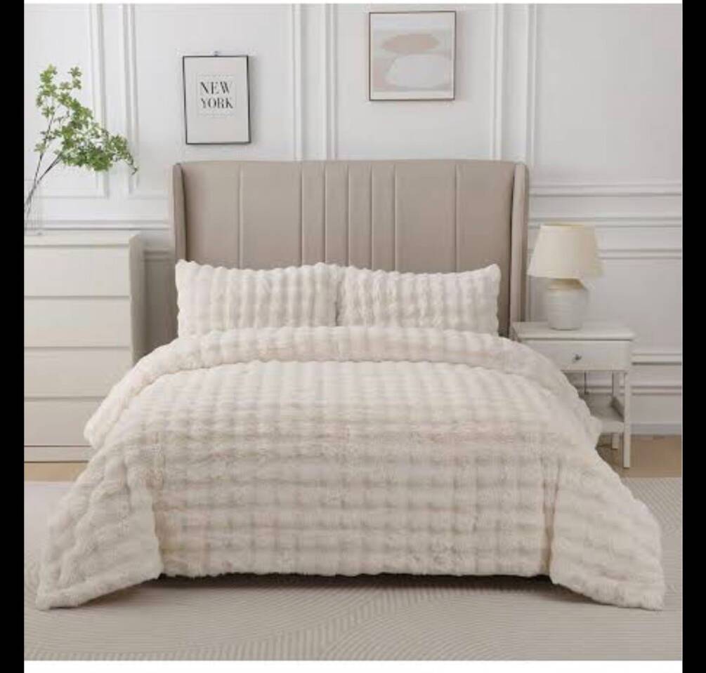 MERİNOS DIAMOND 3 PARÇA BUBBLE COMFORT YORGAN SETİ EKRU - 1