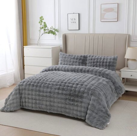 MERİNOS DIAMOND 3 PARÇA BUBBLE COMFORT YORGAN SETİ GRİ - MODA SZN