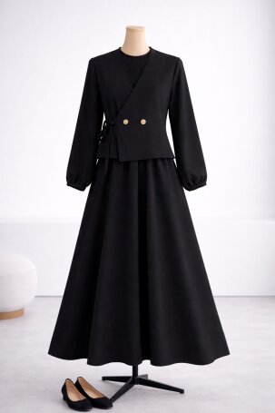 Kod 1217 DABIL KUMAŞ TAKIM SİYAH - MODA SZN