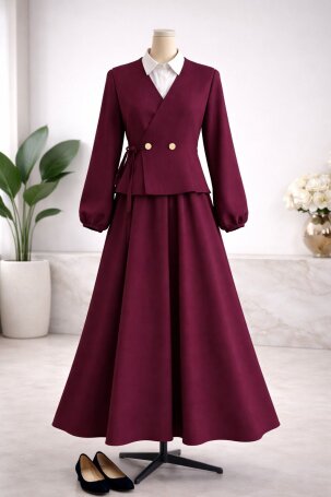 Kod 1217 DABIL KUMAŞ TAKIM BORDO - MODA SZN