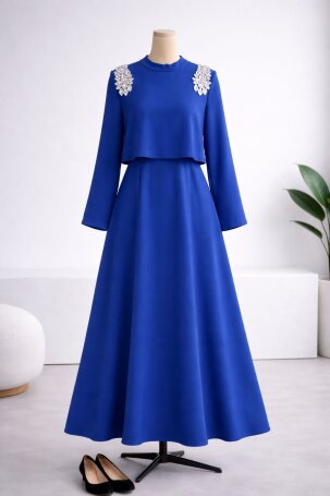 Kod 24-312 KUMAŞ KREP TAKIM MAVİ - MODA SZN