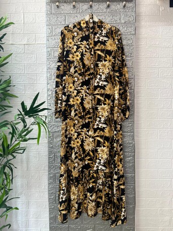KATYA VİSKON ELBİSE SARI - 2