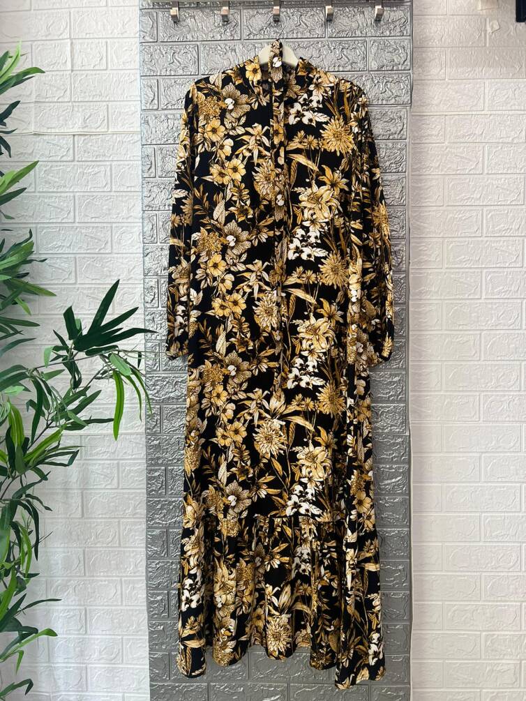 KATYA VİSKON ELBİSE SARI - 2