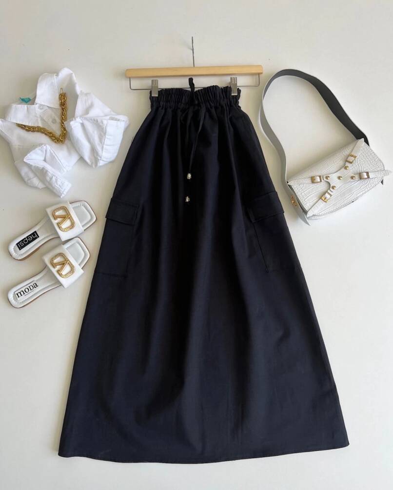 PARAŞÜT KARGO CEP ETEK SİYAH - 1